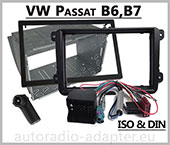 VW Passat ab 2005 Doppel DIN Autoradio Einbausatz Radioblende + Adapter