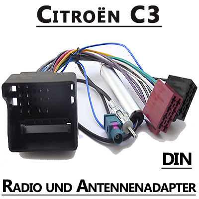 Citroen C3 Autoradio Anschlusskabel DIN Antennenadapter
